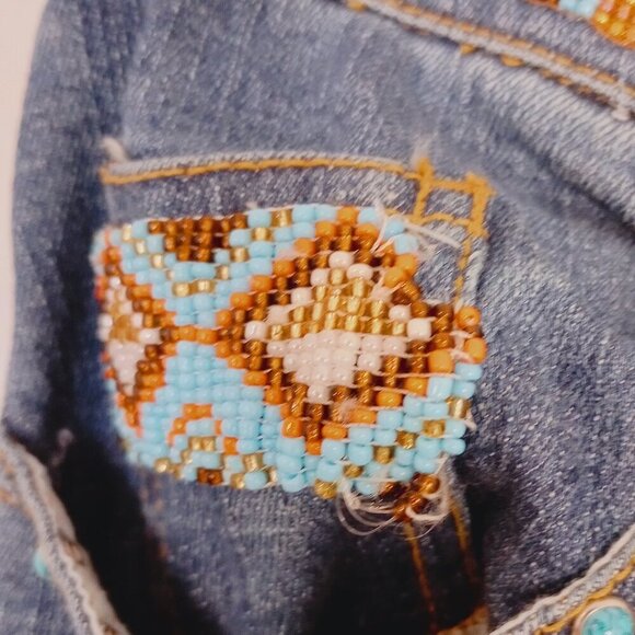 Chico's Platinum Navajo Beaded Trim Jeans - Picture 10 of 11